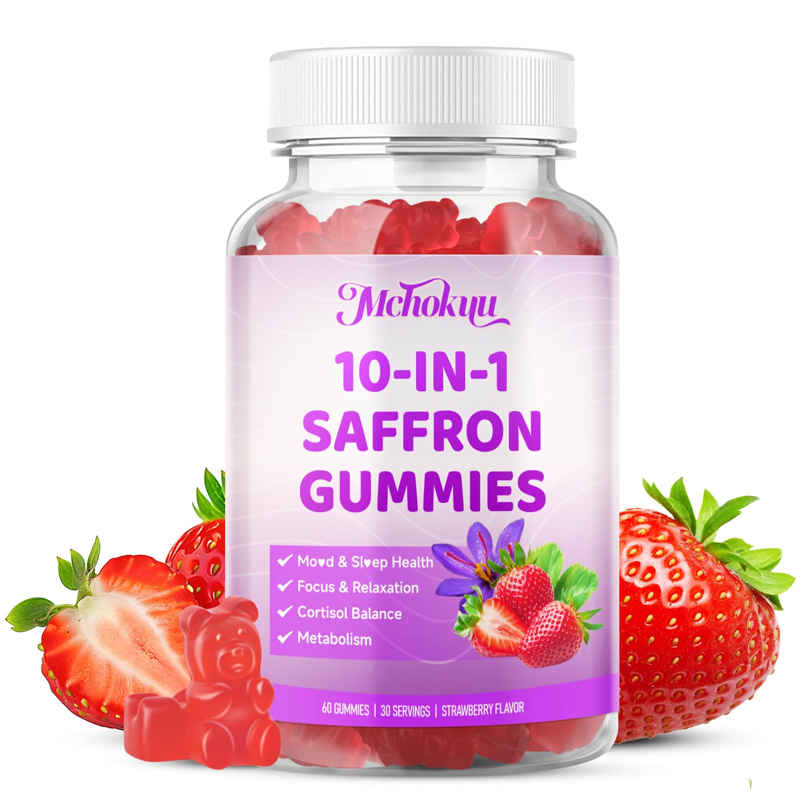Saffron Gummies for Kids & Adults 88.5mg Supplement, 60 Count