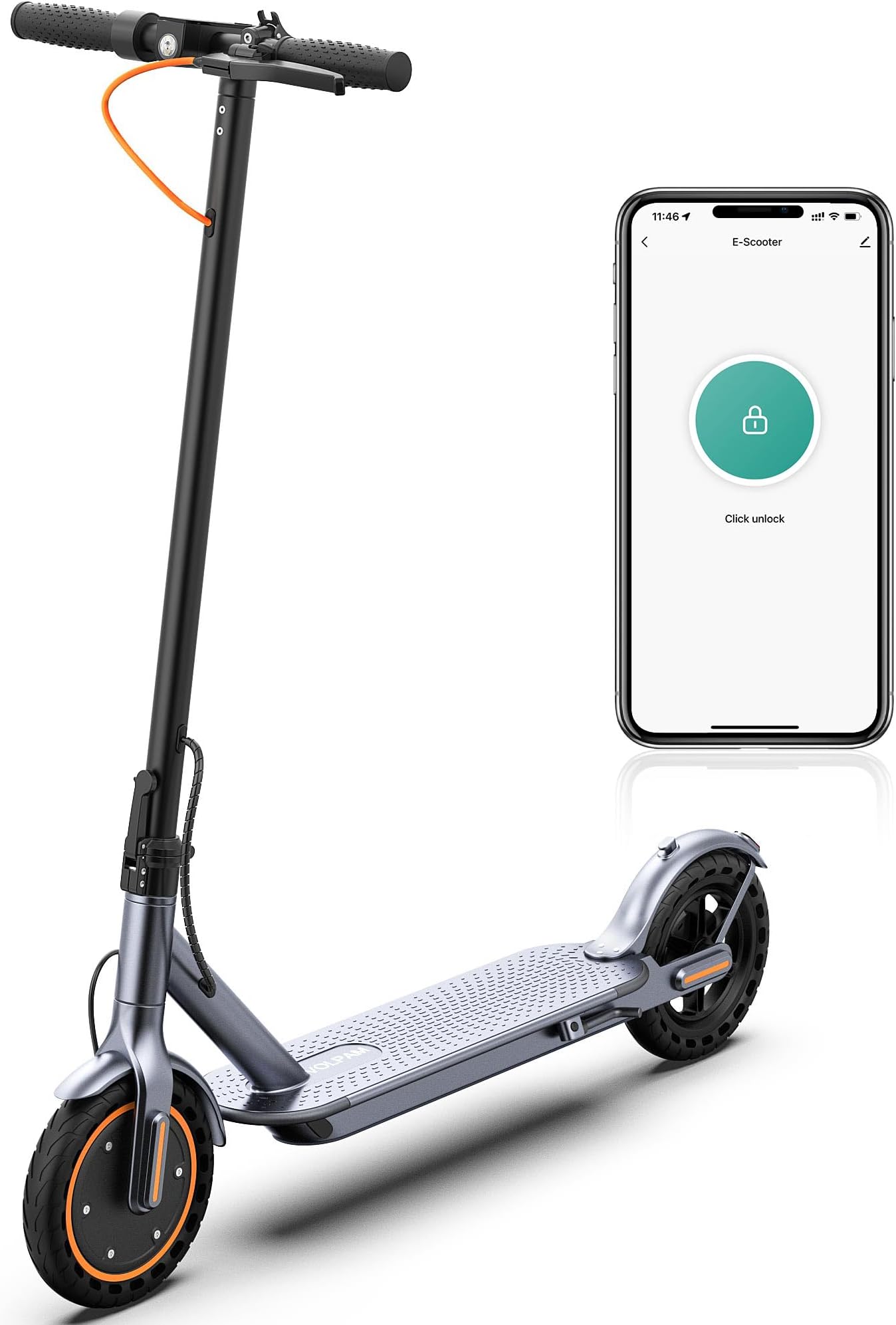 Electric Scooter 8.5" Solid Tires 350W Motor 10.5Ah Battery Up to 23 Miles Range 19 Mph Speed Portable Folding Commuting Scooter Double Braking System, Max Load 264Ibs (Orange)