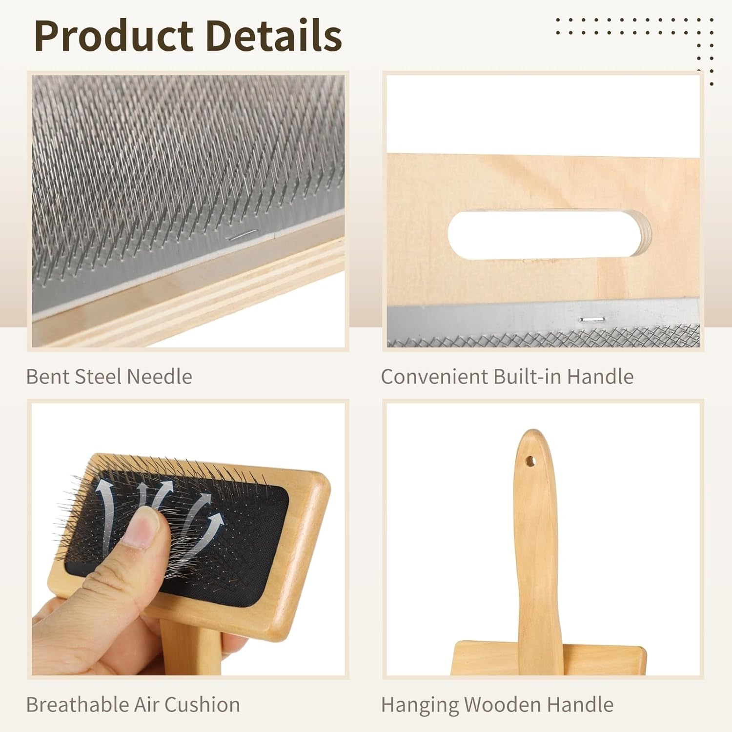 Varku 4 PCS Wool Blending Board Set, Wooden Carding Brush, 2 Wooden Sticks, Felted Wool Carder for DIY Projects, Wool Comb for Mixing