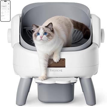 Thereye Self Cleaning Cat Litter Tray, Open-Top, 11 Safety Sensors & App