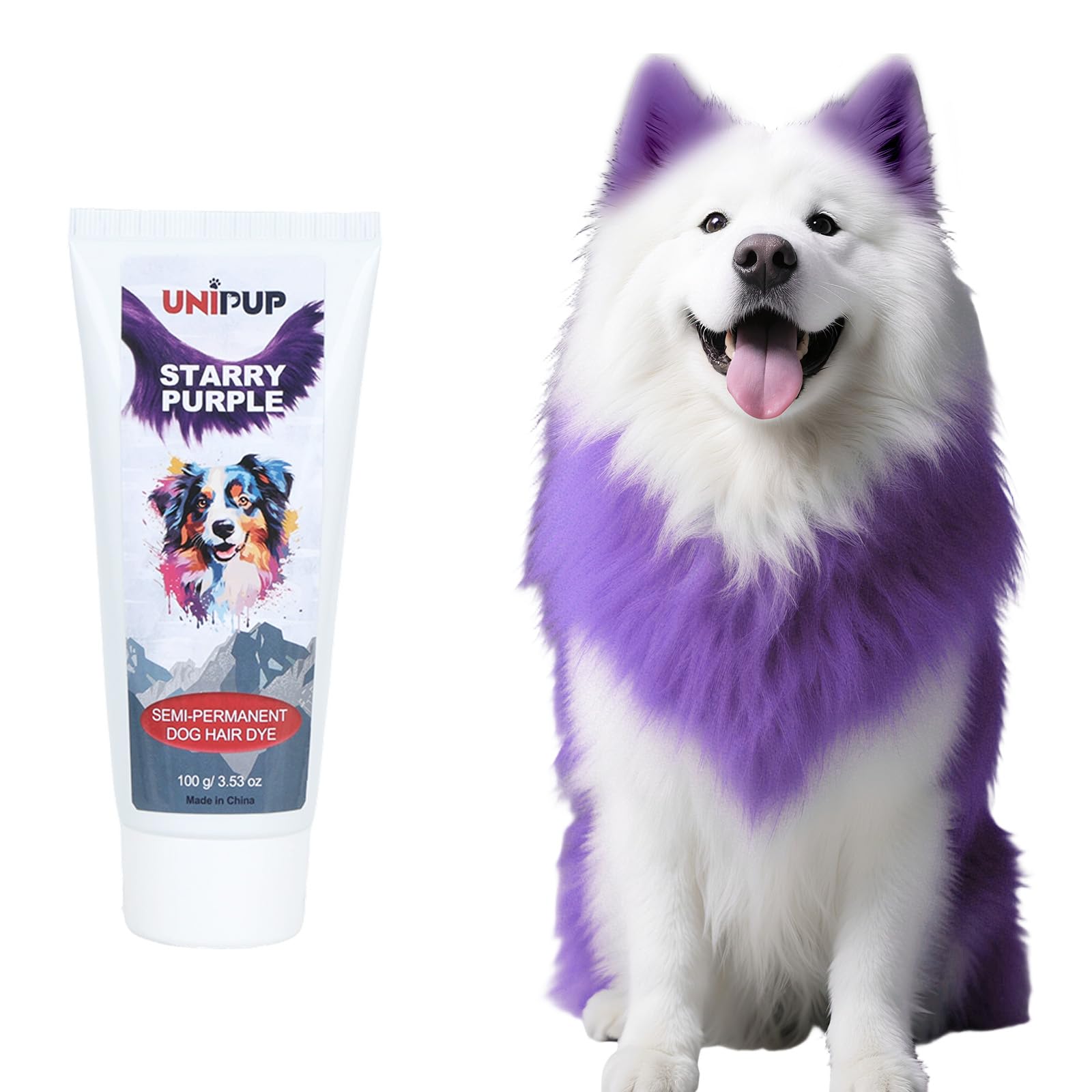 Semi-Permanent Dog Hair Dye Safe and Gentle Pet Hair Dye for Dogs, Cats and All Pets U-PHD04（Starry Purple