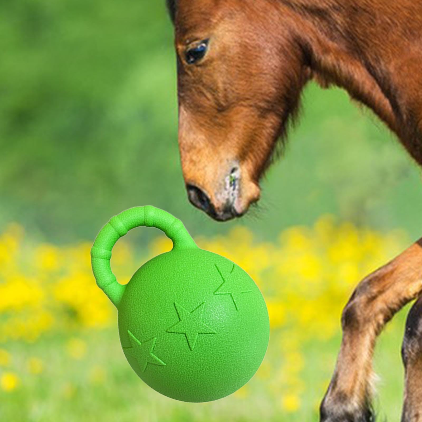 Pferde Spielball, Hundespielzeug, Haustierbedarf, 25 cm Elastischer Gummiball für Mittelgroße Und Große Hunde, mit Griff Zum Spielen