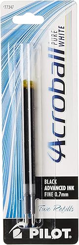 Miniatura 2 de PILOT Acroball PureWhite - Recambio de tinta avanzada para bolígrafos retráctiles, punta fina, tinta negra, paquete de 6