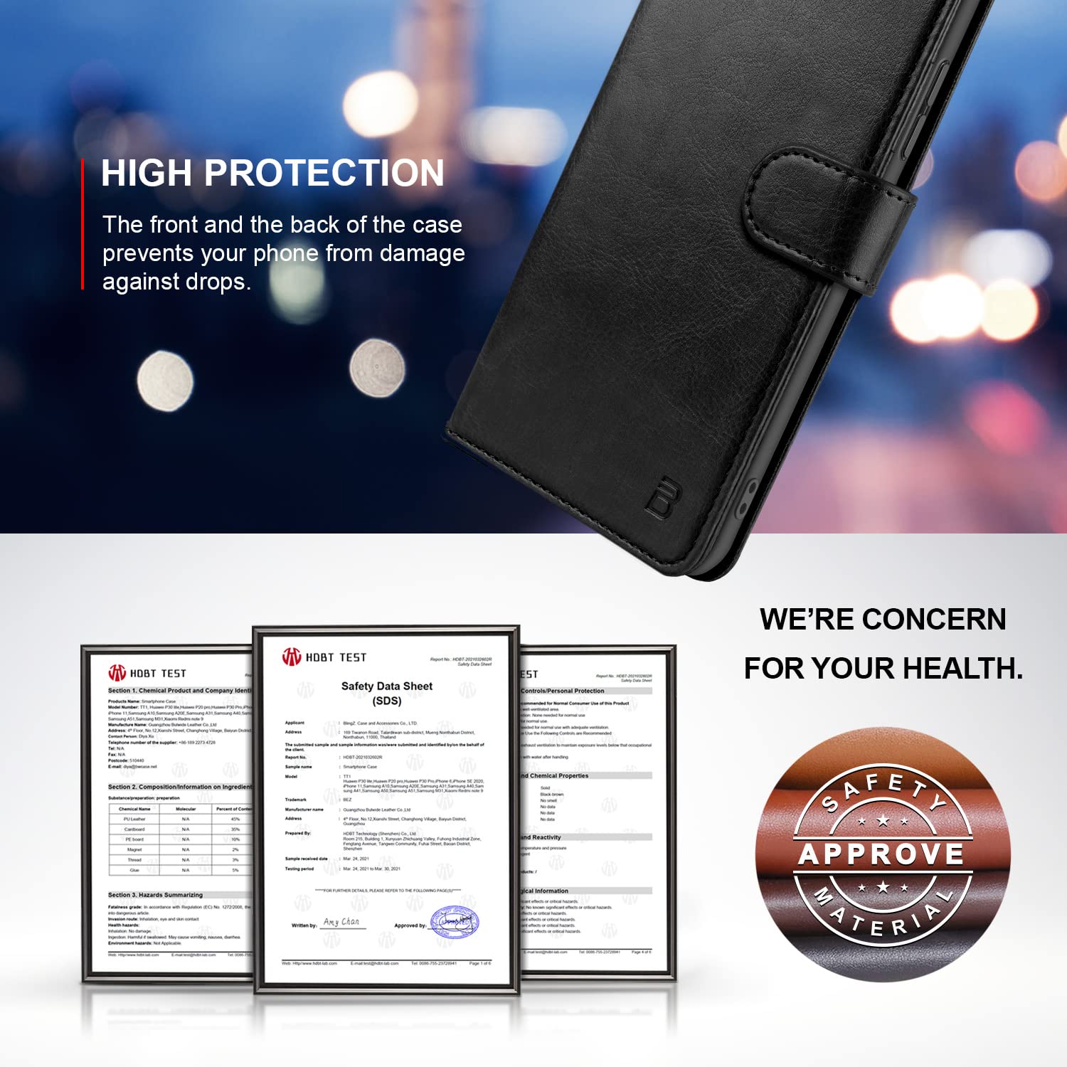 Per Sony Xperia 10 Plus Nuovo Pelle Nera Portafoglio Custodia