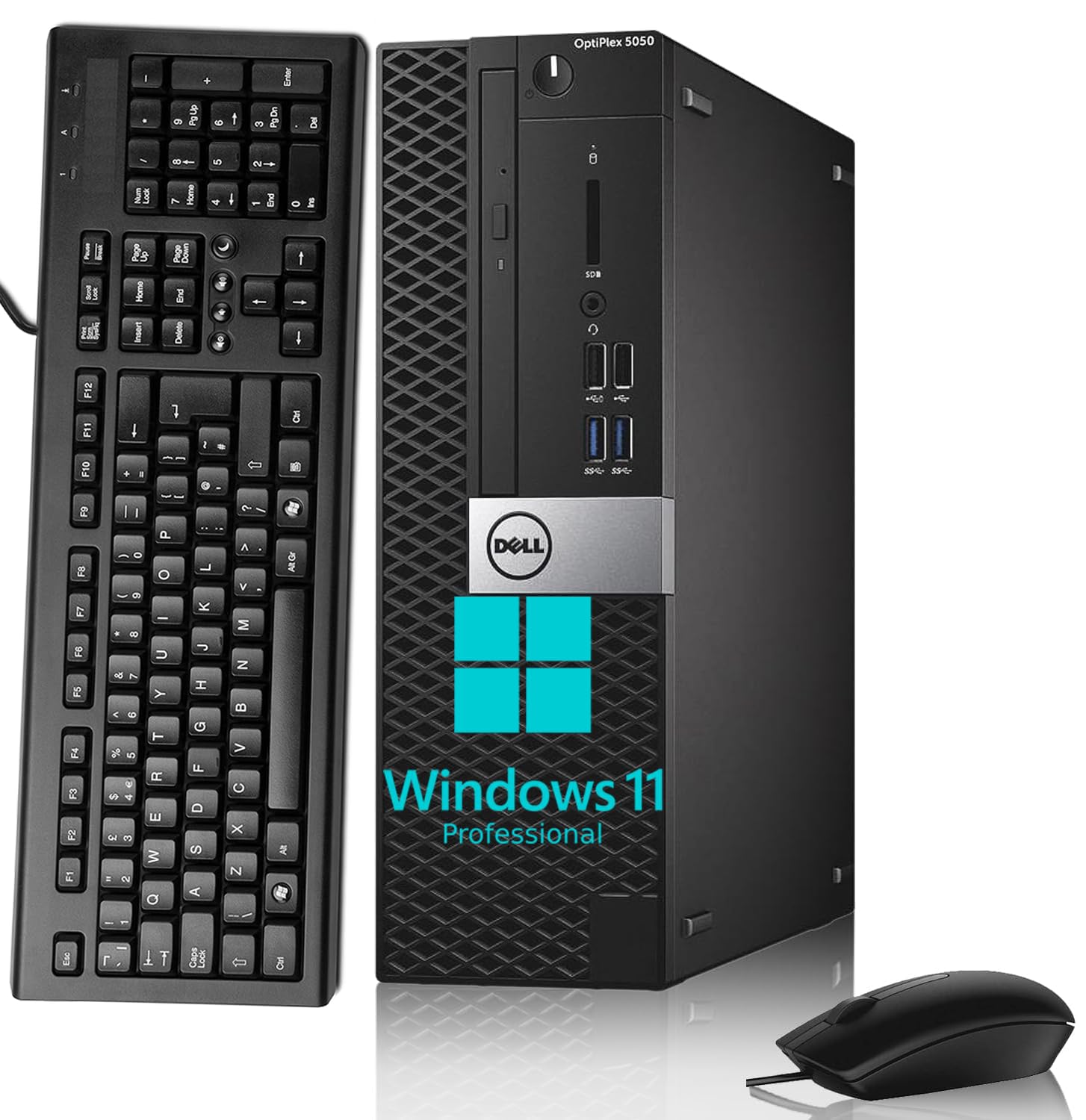 Dell OptiPlex 5050 SFF Ordinateur de Bureau, Intel Core i7-7700, 8 Go de RAM, 256 Go de SSD, WiFi, Bluetooth, Tastiera QWERTY américain, Windows 11 Pro (reconditionné)