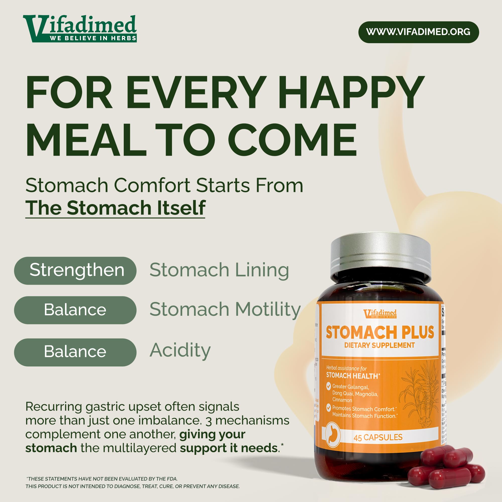 Stomach Plus, Herbal Ulcer & Gastritis Support, Stomach Lining Integrity, Gastric Upset, Gastric Upset, Motility Support, with Galangal, Dong Quai, Cinnamon & Magnolia. 90 Capsules — Amazon image 3