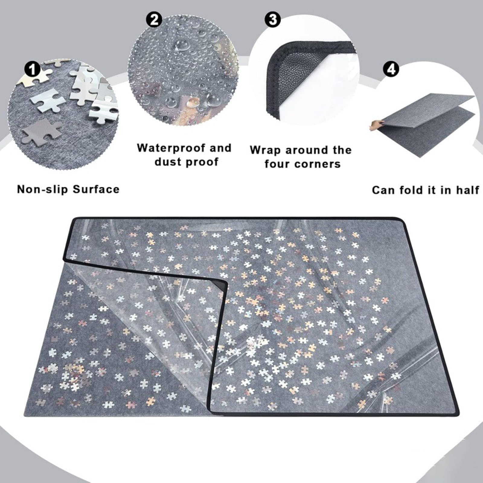 Table de Puzzle,Plateau Puzzles en Feutre,Tapis de Puzzle Pliable,Planche à Puzzles Multifonction,pour Jusqu'à 500-2000 Pièces,pour Organiser et Ranger Les pièces de Puzzle
