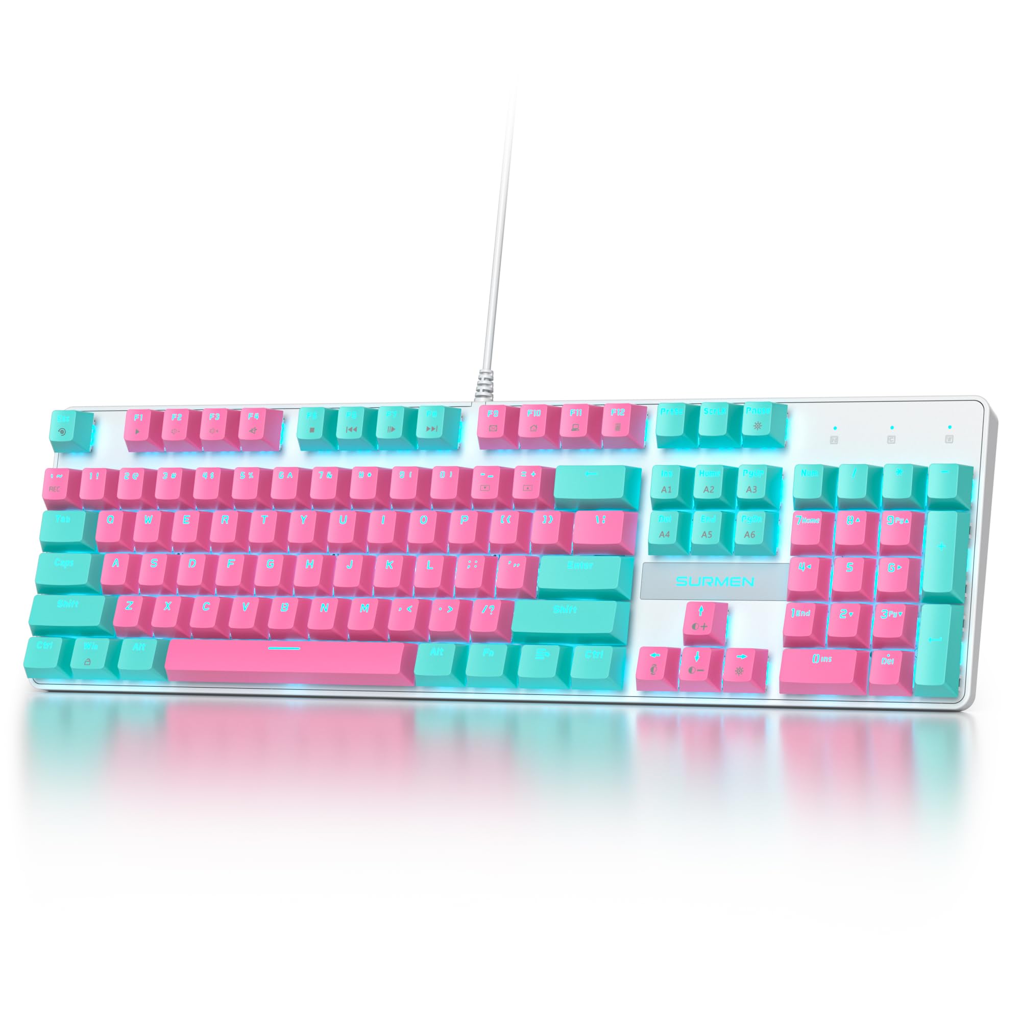 Amazon.com: SbocKeeb RGB Pink Gaming Keyboard, 104-Key Wired