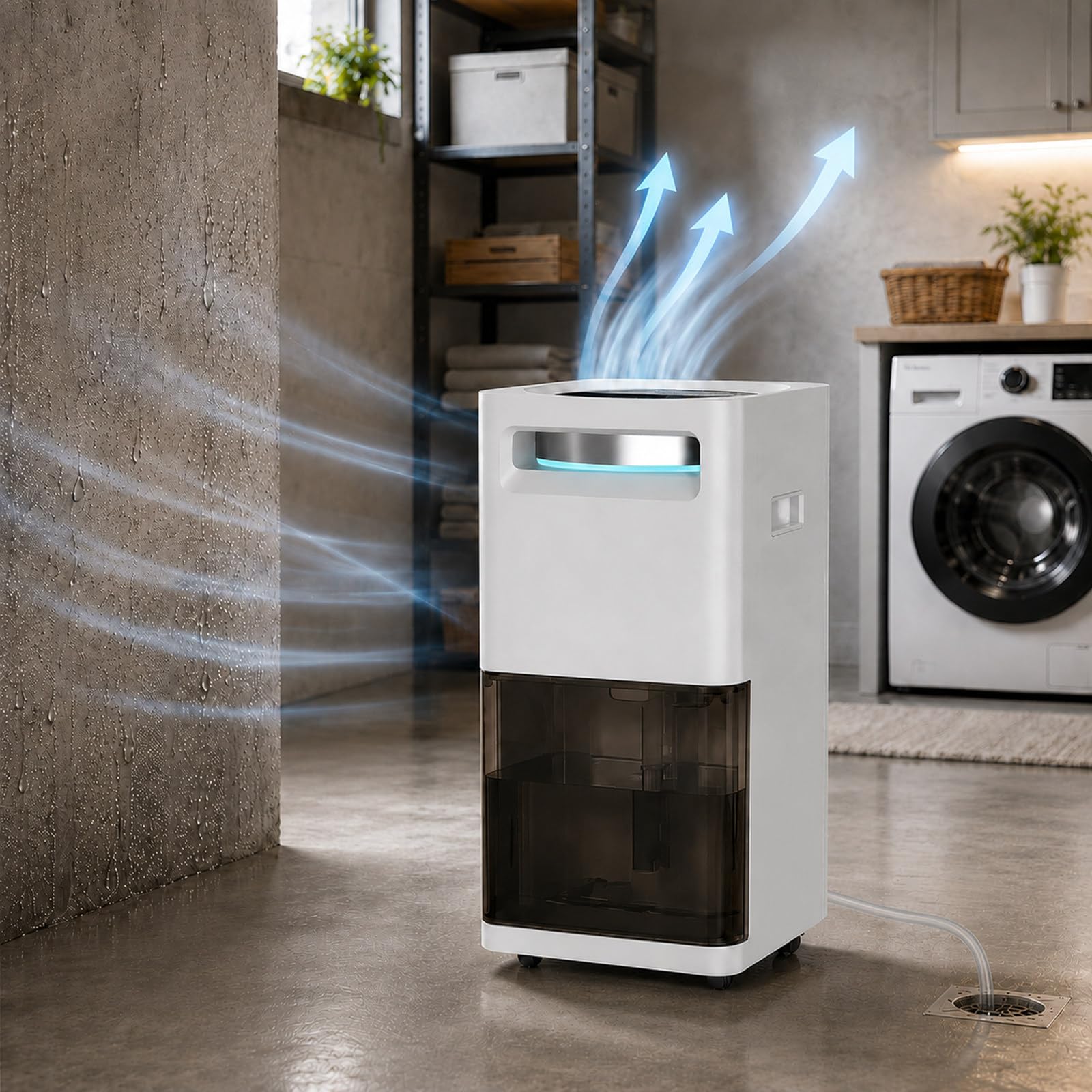 MASTLOUFUL 80L/Day App-Controlled Dehumidifier for Large Rooms with 4L Water Tank, Drain Hose, Continuous Drainage, Digital Humidity Display, Washable Filter and Full-Tank Auto Shut-Off