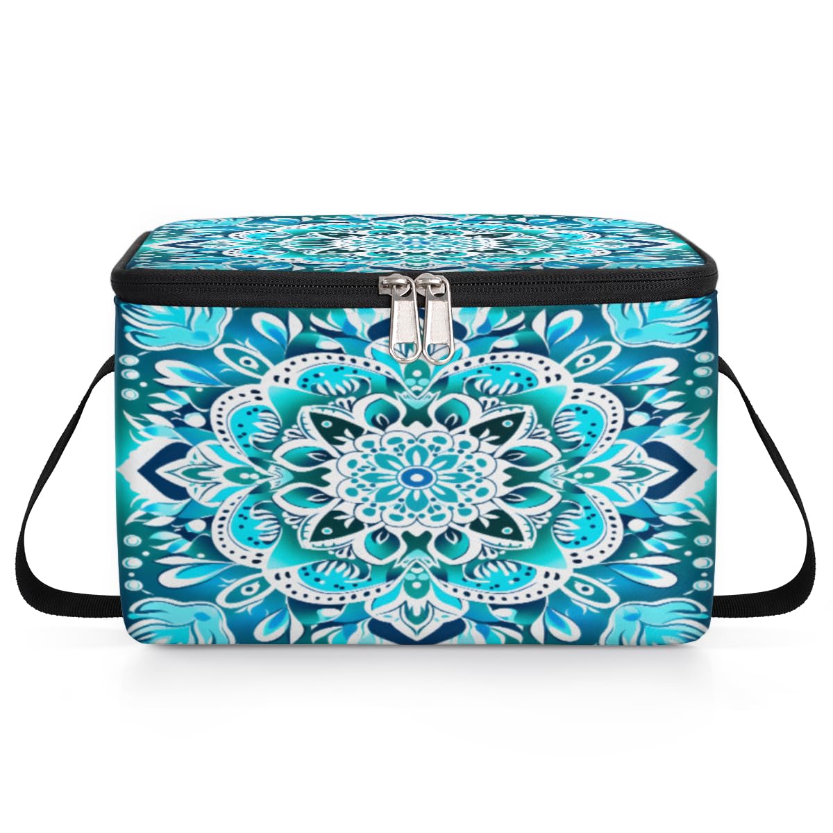 GzLeyigou Mandala Lunch Bags for Women Men 9 Cans, Hot & Cold Food Delivery Bag Insulated Grocery Bag Insulated Lunch Box Ethnic Texture Cooler Bag for Office Work Picnic Beach