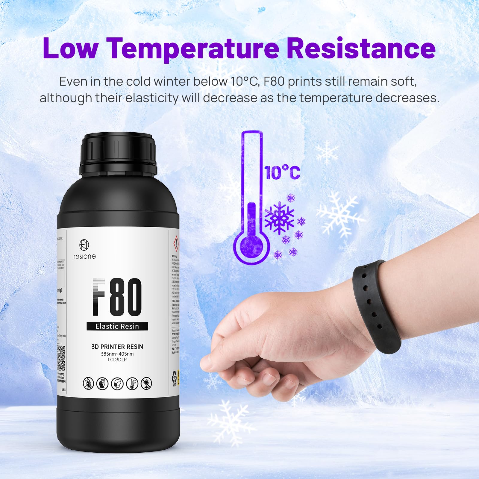 RESIONE 3D Drucker Resin, F80 Elastisches Resin 405nm UV-härtendes Harz mit hochschlagzähem Photopolymerharz für LCD DLP MSLA 3D-Druck (Zahnfleischfarbe, 500g