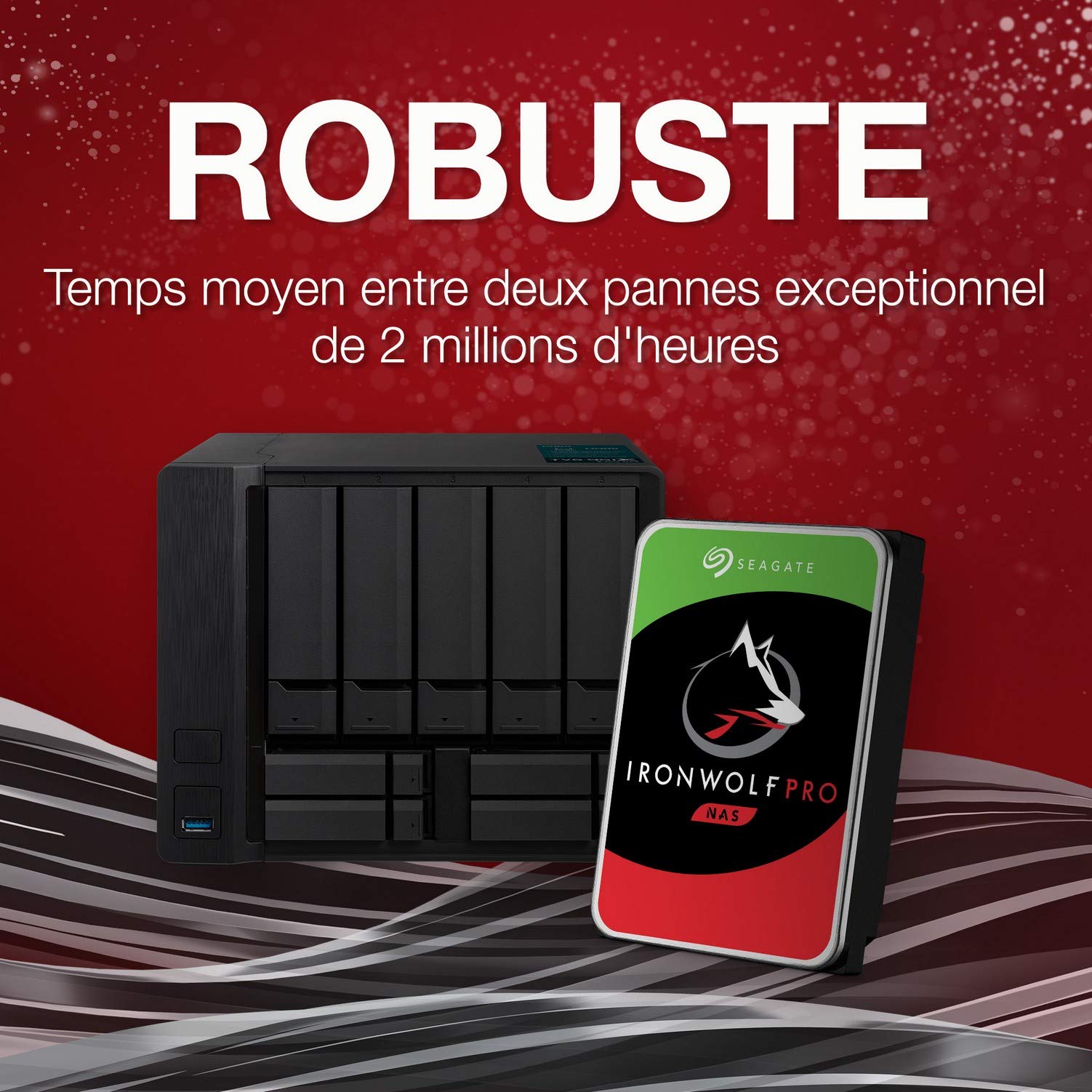 Seagate IronWolf Pro 16 To, Disque dur interne NAS HDD, CMR 3,5" SATA 6 Gbit/s, 256 Mo de mémoire cache, pour NAS RAID, services Rescue valables 3 ans (ST16000NE000)