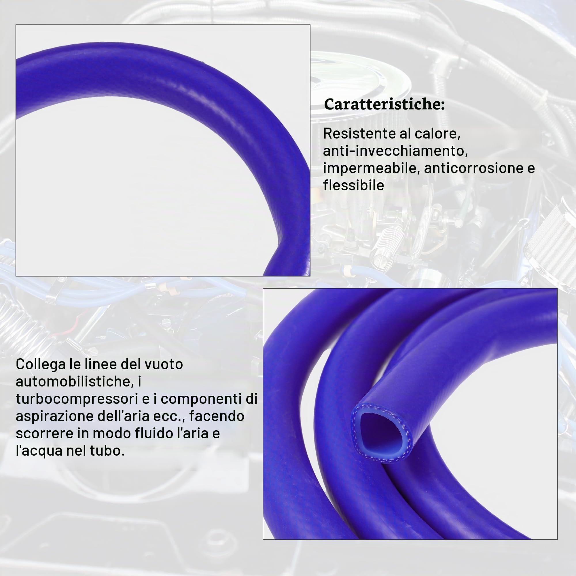 QUARKZMAN Macchina Silicone Vuoto Tubi Tubo Linea Blu ID 18mm 4.92ft Lunghezza
