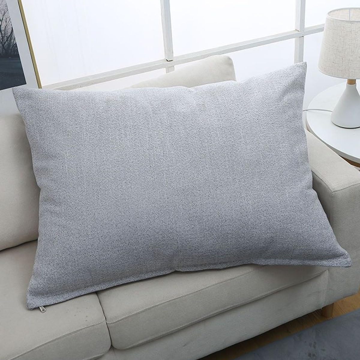 Throw Pillow Covers Linen Pillow Covers With Zipper Cotton Decorative Pillows Rectangle Cushion Covers Farmhouse Boho Decor For Sofa Couch Bed Living Room ( Color : Light Gray , Size : 60x80 cm )