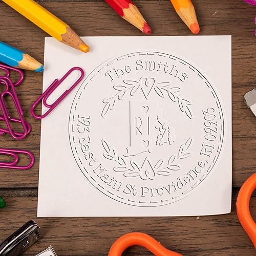 Miniatura 28 de Round State Love - Sello de dirección de devolución para Texas, uso con almohadilla de sello, mango de madera, sello de dirección de Texas