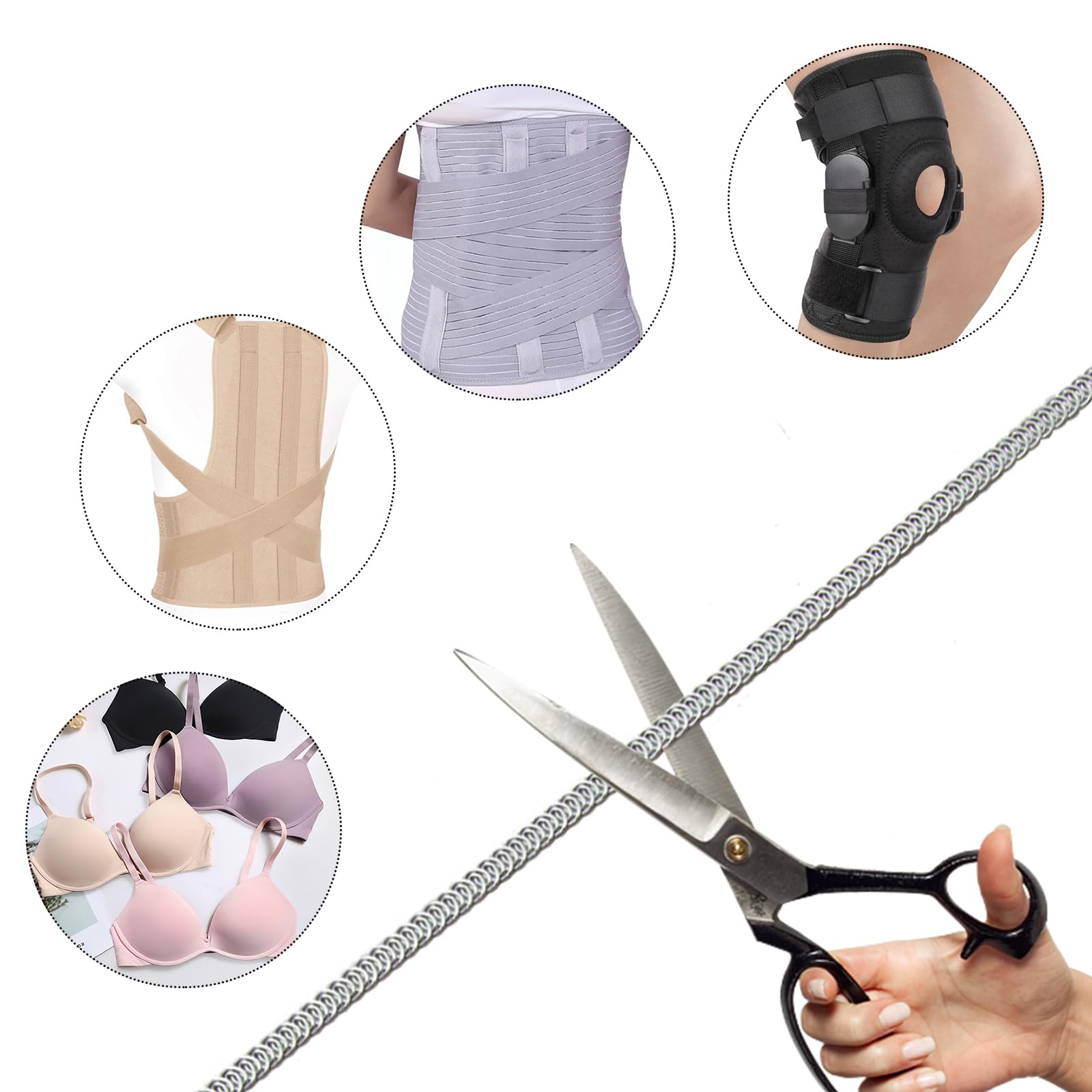 Corsé de acero de metal de 10 yardas de 1/4 pulgadas precortado con 50 puntas de estructura y forma para corsés, lencería, vestidos, sombreros, disfraces, manualidades y más (6 mm) (1/4 x 32.8 pies,