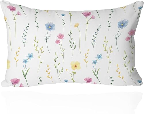 CarOptics Funda de almohada floral primaveral de 18 x 18 pulgadas, diseño de mariposas y botánicos, funda de cojín decorativa rústica para el hogar