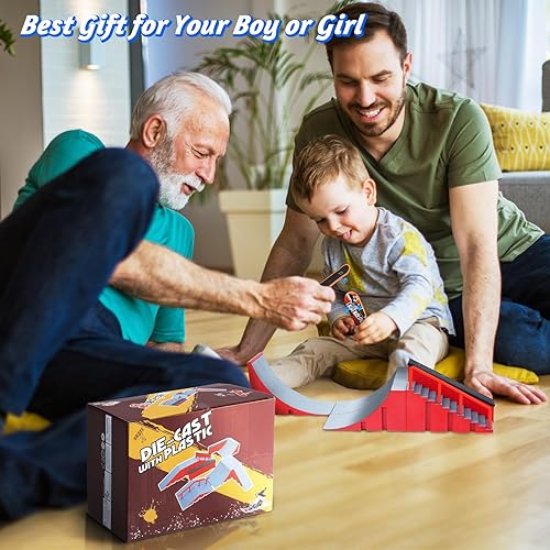 Miniatura 7 de HMEEN Juego de rampas para patinetas de dedo, plataforma de patineta para dedos con rampas, rampa de media tubería para diapasón para niños y