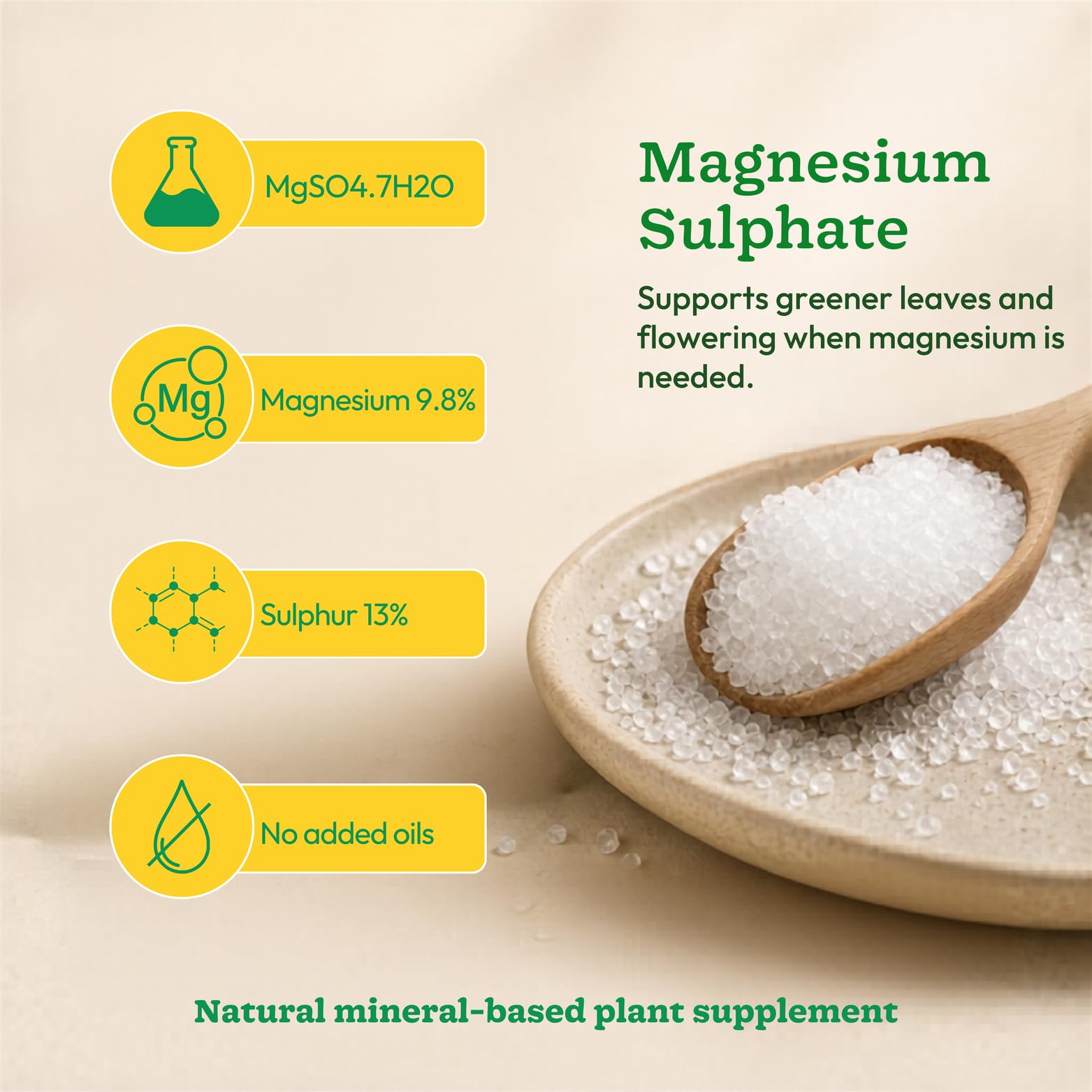 Ugaoo Epsom Salt for Plants 1 Kg | Magnesium Sulphate Fertilizer for Indoor & Outdoor Plants | Improves Soil Nutrient Absorption, Growth Booster for Home Garden, Potting Soil Mix & Gardening Soil