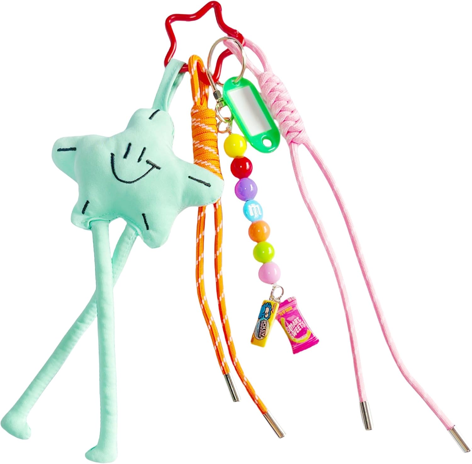 Plush Star Bag Charm, Cute Keychain, Hand-Woven Nylon Rope Key Chain, Aesthetic Keychain, Bag Accessories Charms for Handbag Backpack