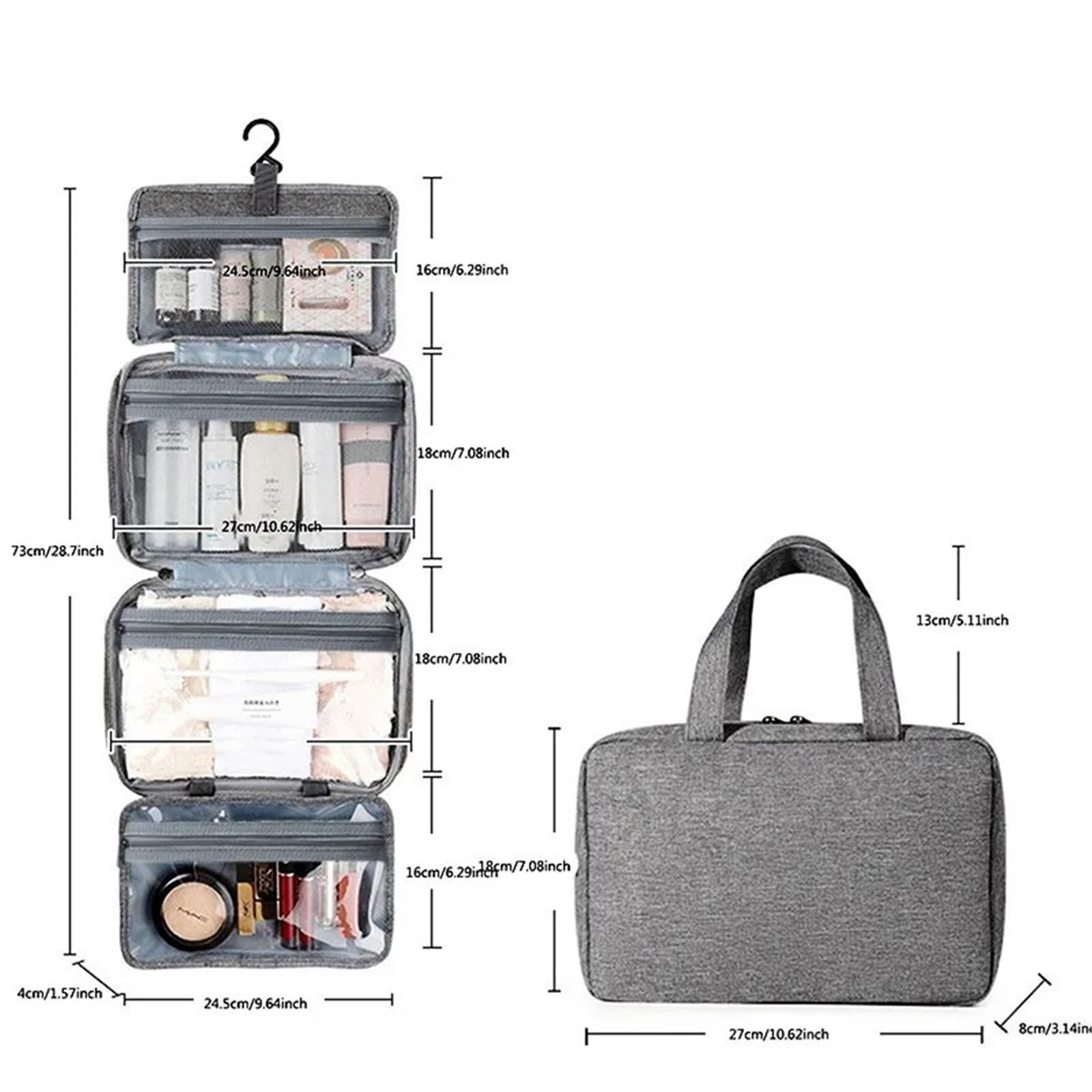 Borsa da toilette pieghevole impermeabile viaggio 1 pezzo for separazione asciutta e bagnata for cosmetici di grande capacità Per Viaggi(Black)