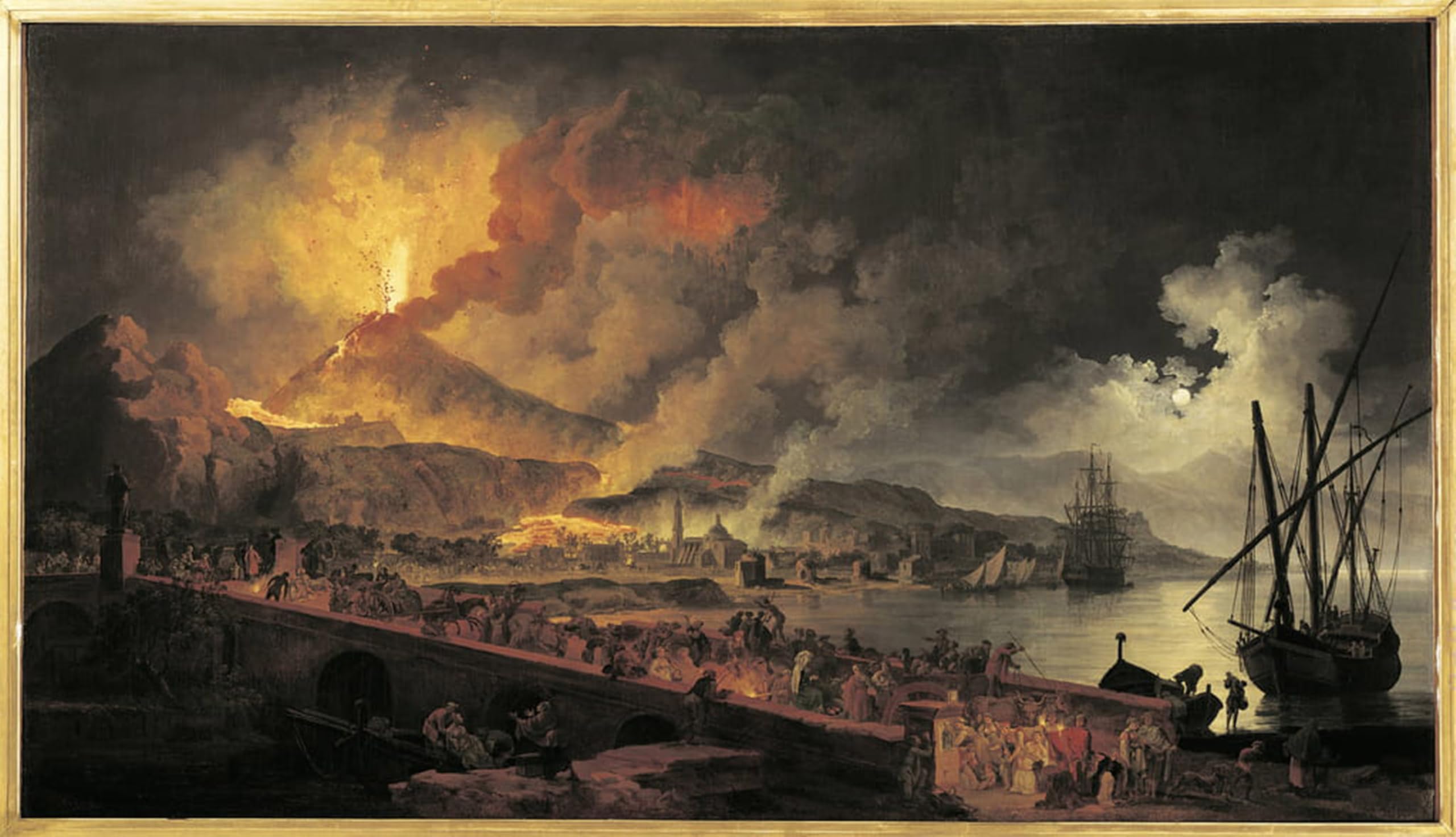ARTXLXXBN Famous Painting Canvas Artwork Graffiti Print France Nantes Eruption of Mount Vesuvius From Portici by Pierre Jacques Volaire Portrait Canvas Image for Home Decor 60x90cm