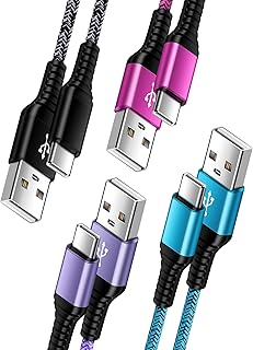 USB C Charger Cable 6FT/4Pack 3A USB Type C Cable Fast Charging for iPhone 15 Samsung Galaxy A14 5G A24 A54 A23 A13 S23 S22 S21 S20, Google Pixel 7 Pro 7a 6 6a Long USBC Android Cargador Cord for Car