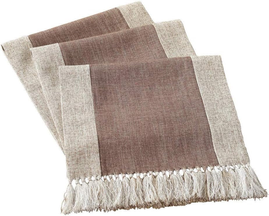 HomeyHo Rustic Table Runner with Fringe Dinning End Table
