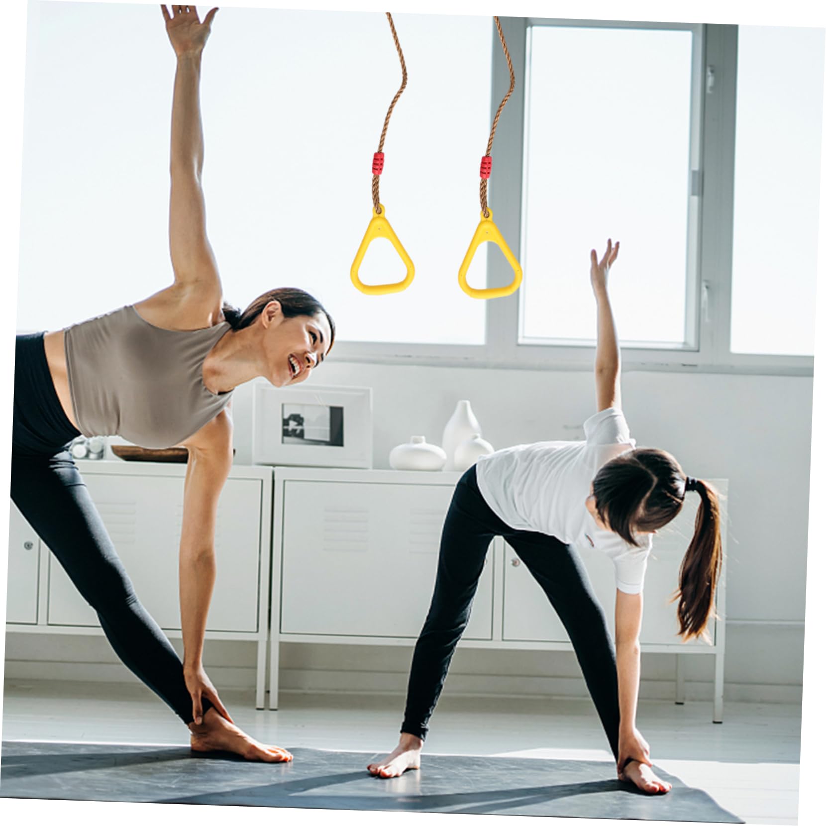 OSOLADY 1pair Boys and Girls Fitness Handles Indoor Gym for Children Exercise Rings Straps Gymnastics Bar for Boys and Girls Pull up Rings Set