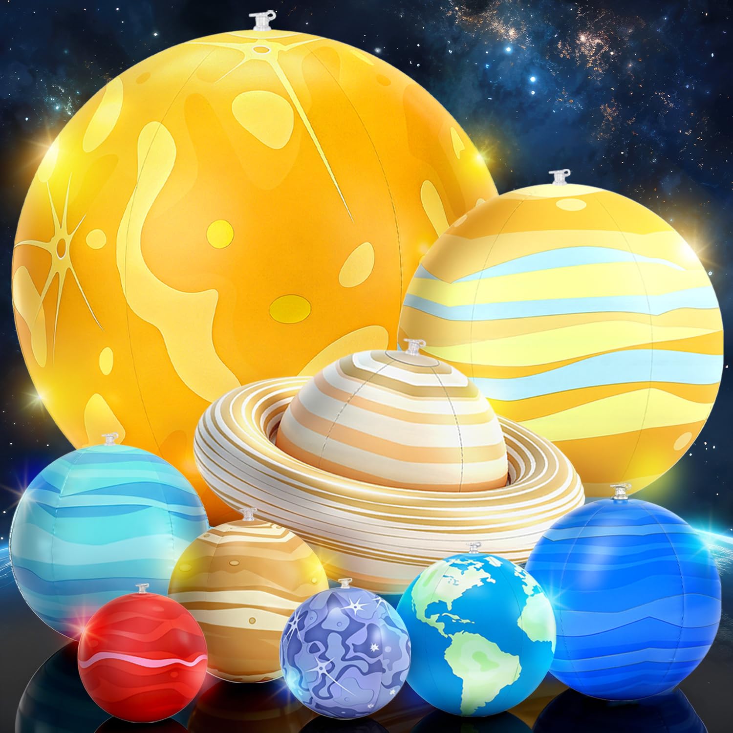 Juguetes científicos de planetas del sistema solar (colorido, con luz, 9 piezas)