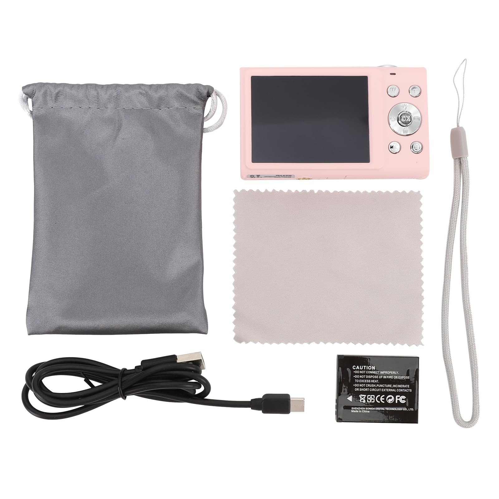 Cámara digital compacta de 2.7 K, 48 MP, función automática, zoom de 16x, pantalla de 2.8 pulgadas para entusiastas de los viajes, vloggers y principiantes (Roseate)
