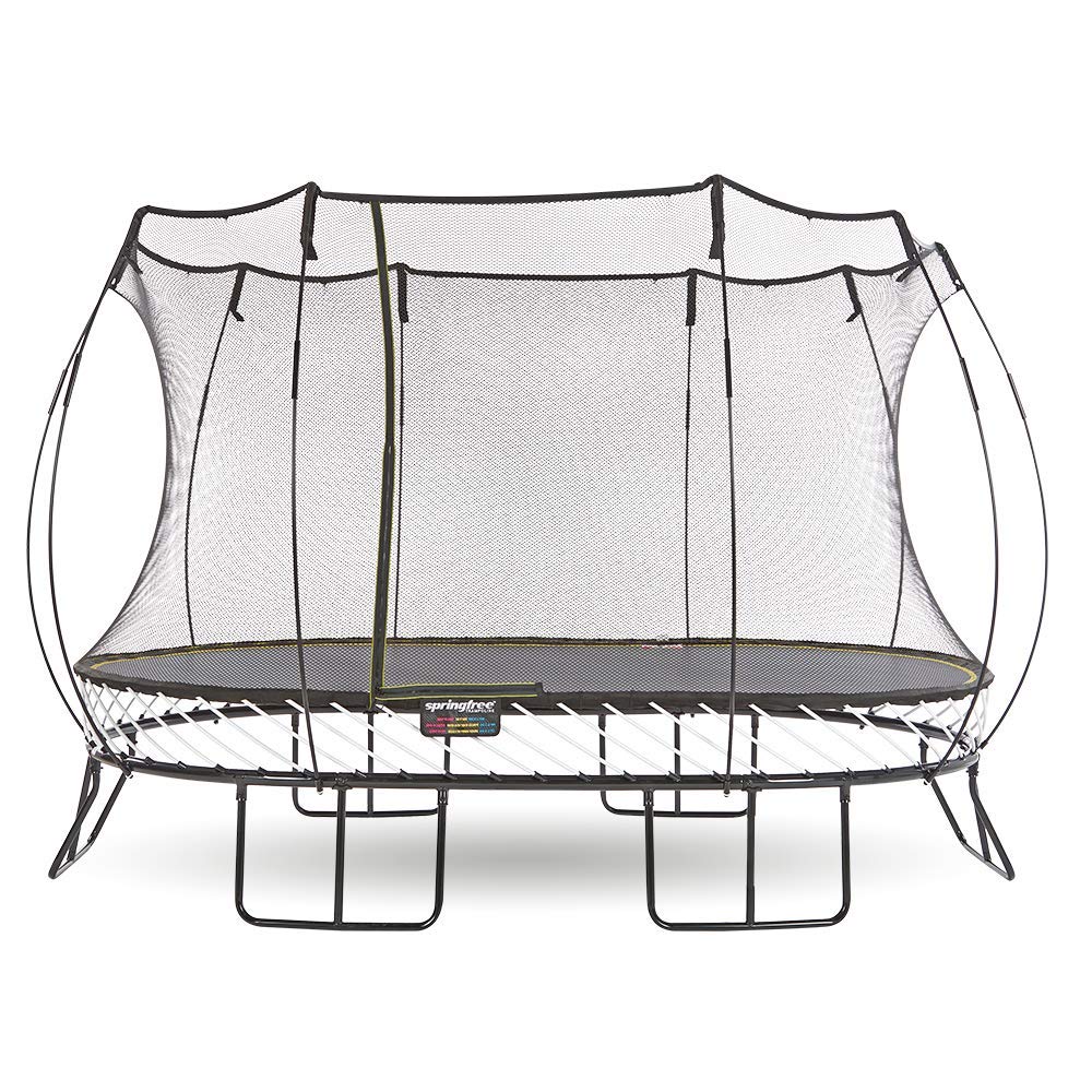 Springfree Oval Outdoor Backyard Trampoline w/ Safety Flexi Net Enclosure & Soft Edge Mat - Springless Recreational and Fitness Trampolines for Kids, Adult and Family Jumping