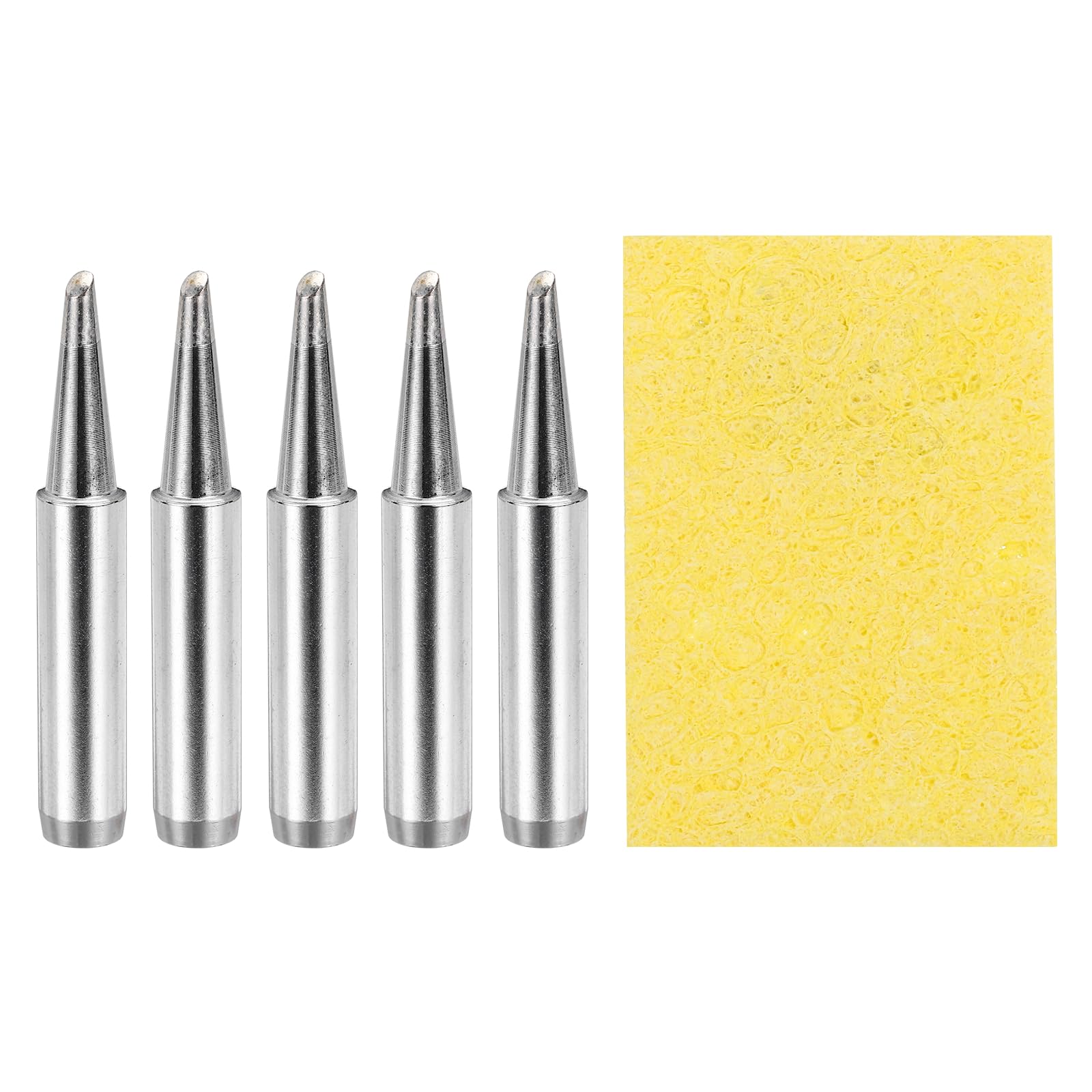 sourcing map Pack of 5 900M Solder Tips Internally Heated Soldering Tips with Cleaning Sponge Pad Replacement Welding Accessories Kit for Electrical Solder Station Tip (900M-T-2Bc)