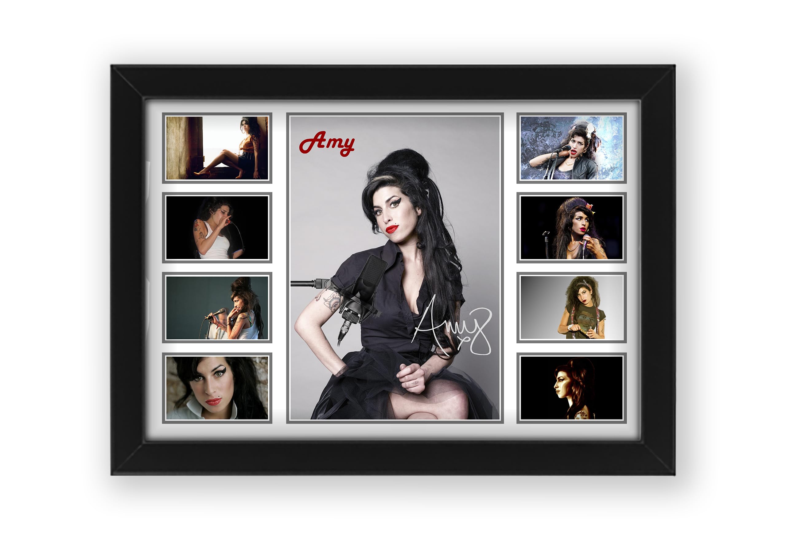 Poster con stampa autografata di Amy Winehouse, edizione limitata, idea regalo per i fan, memorabilia da collezione (nero, A3 (30 x 40 cm), senza cornice)
