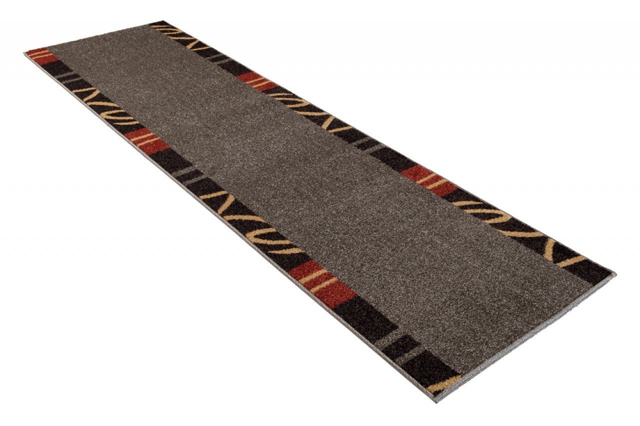 TAPISO JAWA chodnik dywan do korytarza, melanż, nowoczesny, krótkie runo, brązowy, czerwony, żółty, wzór w paski, designerski, do salonu, Ökotex 120 x 450 cm