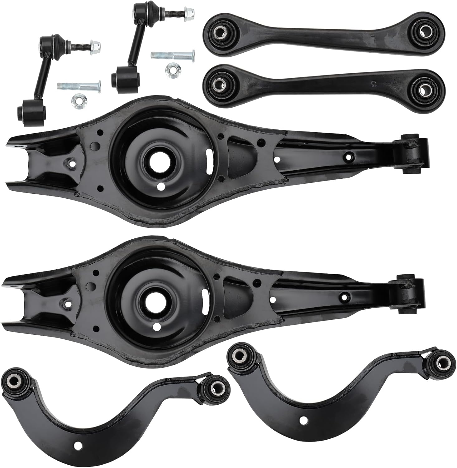 IRONTEK 8pcs Rear Upper & Lower Control Arms Sway Bar Links for 2006-09 for Audi A3, 2009 A3 Quattro, 08-09 TT(Quattro), 09-12 for Volkswagen CC, 07-08 Eos, 206-08 GTI Jetta Passat R32 Rabbit Tiguan