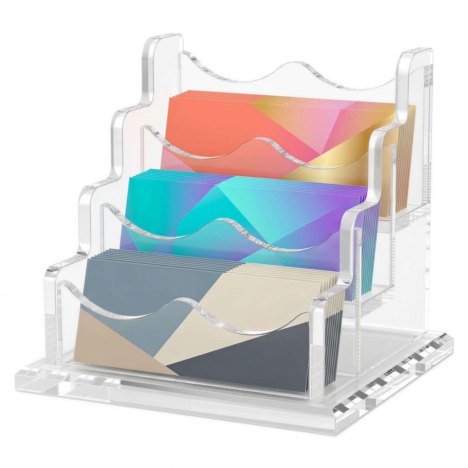 Kuanght Acrylic Business Card Holder for Desk, Clear Name Card Display Stand Holds 240 Cards, Desktop Cards Display Holder for Office, Banks, Hotels, Brokerage Firms and Car Dealerships