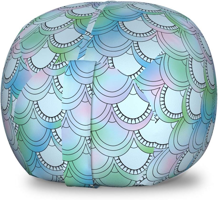 Ambesonne Fish Scale Storage Toy Bag Chair, Japanese Squama Pattern with Smooth Color Change Marine Fantasy Mermaid Tail, Stuffed Animal Organizer Washable Bag, Small Size, Teal Green