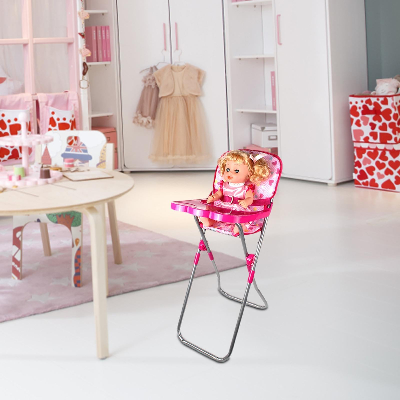 SETLER DUPLOPER | Tiefe, rosa, faltbar und leicht, mit Korb, Kinderwagen | für Mädchen von 4 bis 6 Jahren, Kinderwagen für Zuhause, Kindergarten, Schule