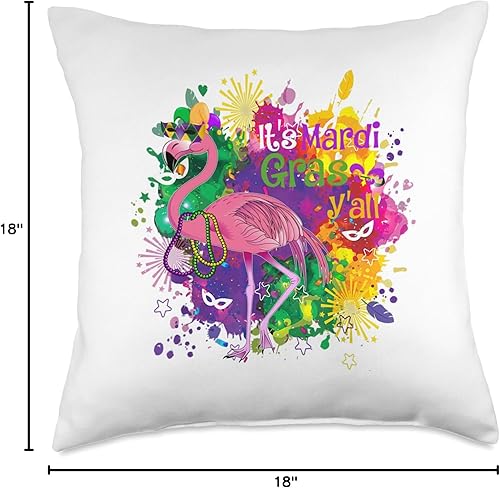 Miniatura 4 de Beads And Bling Its A Mardi Gras Thing Its Mardi Gras Yall Flamingo Colors Carnival - Almohada para disfraz de carnaval 18 x 18 pulgadas multicolor