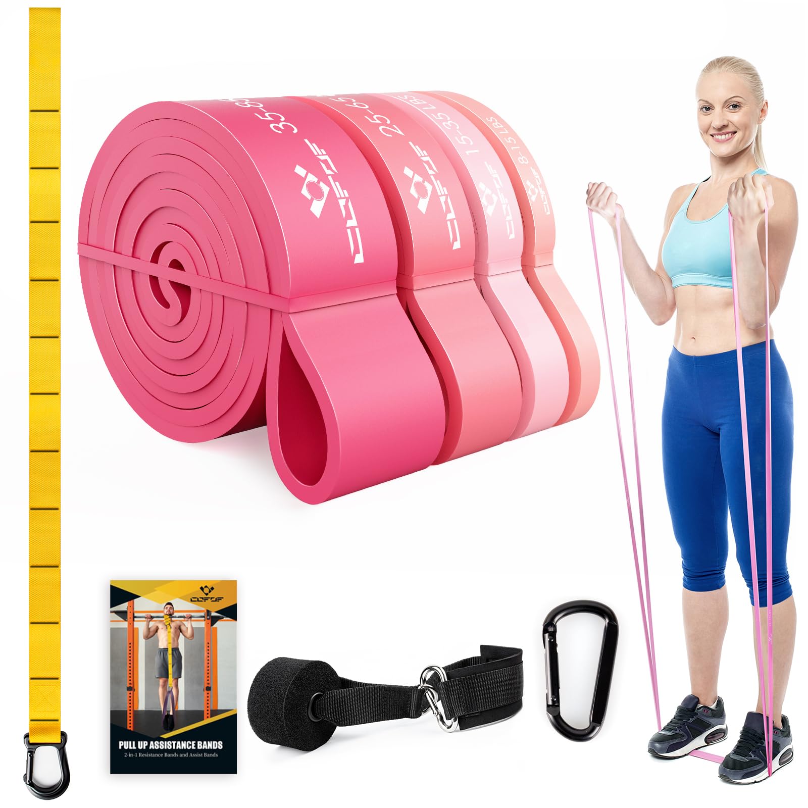 Pull Up Assistance Resistance Bands, Specially for Women to Designed Upgrade Exercise Bands for Working Out, Pull Up Assist Workout Bands Best for Powerlifting, Gyms, Mobility Home Fitness（Pink）