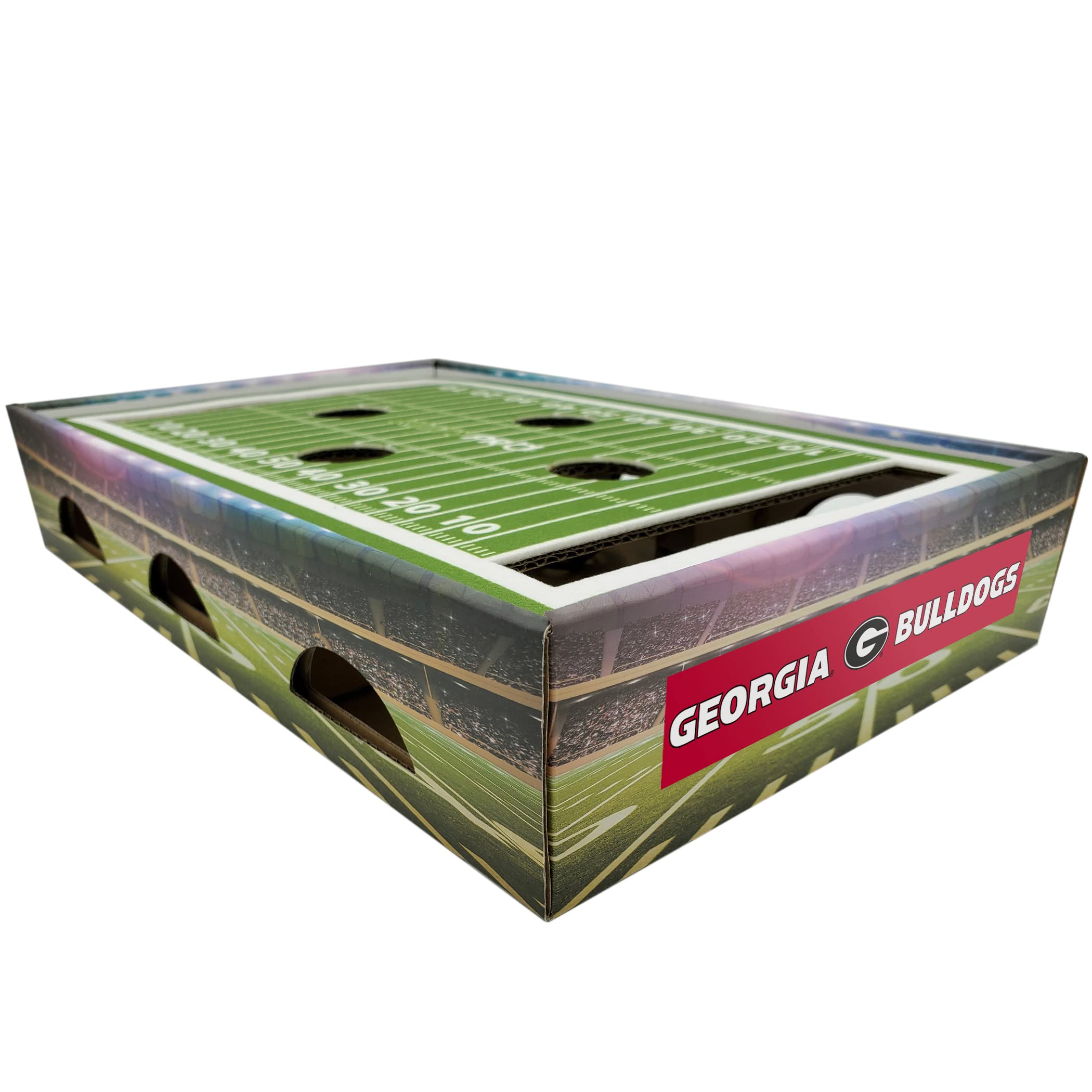Pets First NCAA Georgia Bulldogs Cat Scratcher Box Game Day Cat Toy NCAA Football Field Designed Cat Scratcher