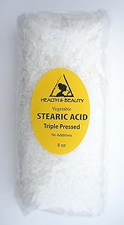 Stearic Acid Vegetable Triple Pressed Cosmetic Grade Pastilles Beards 100% Pure by H&B Oils Center (8 oz)