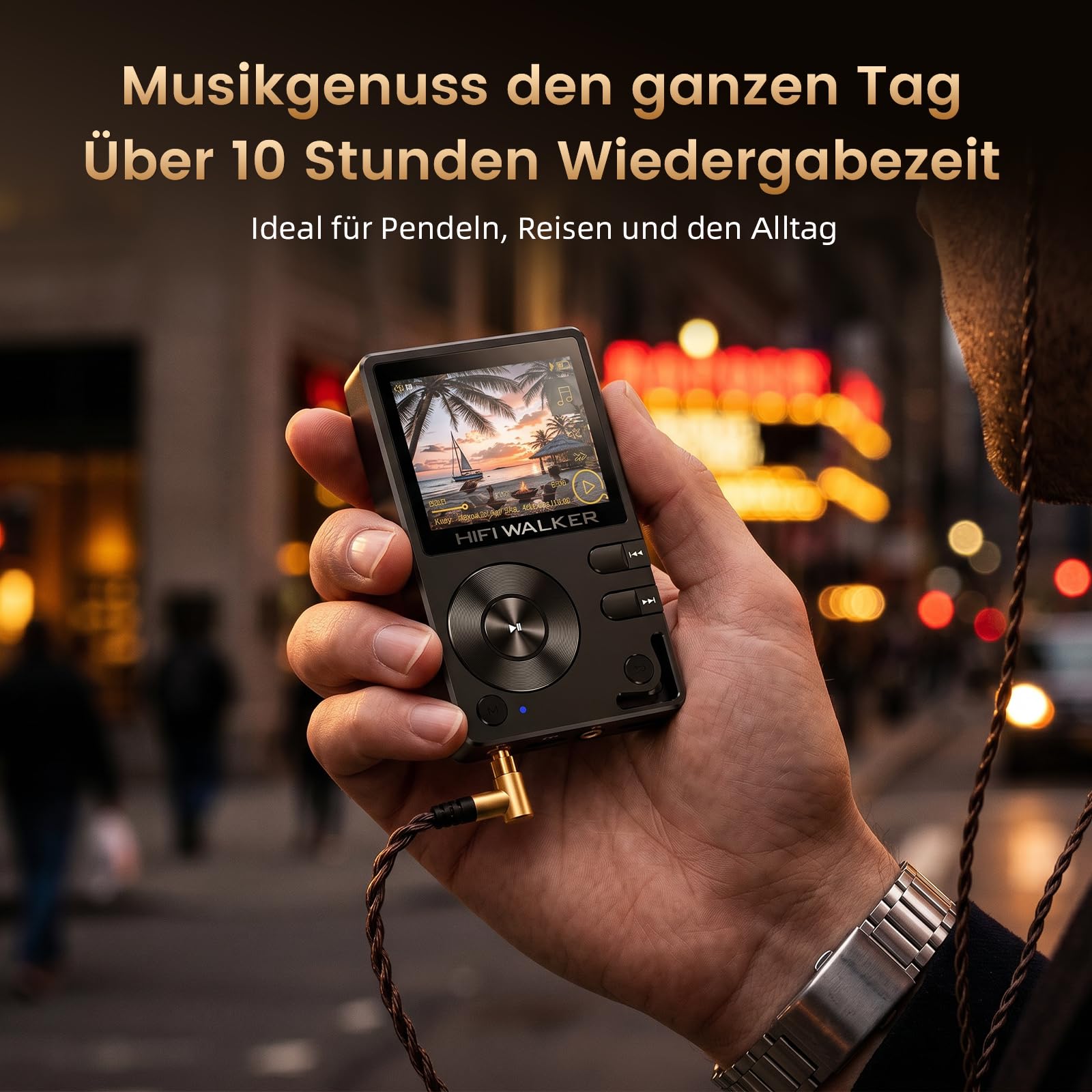HiFi Walker H2 HiFi MP3 Player mit Bluetooth Verlustfreier DSD DAC Flac High Resolution Music Player Tragbarer Audio Player mit 64GB Speicherkarte Unterstützt bis zu 256GB