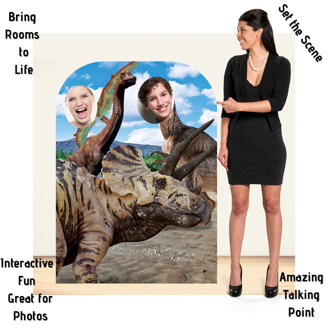 STAR CUTOUTS Triceratops and Dinosaur Child Stand-in Cut Out, Cardboard, Multi-Colour, 131 x 95 x 131 cm