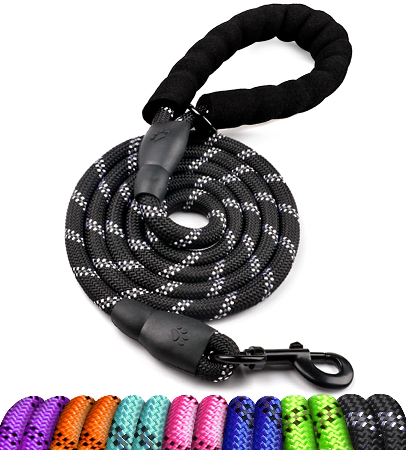 COOYOODog Leash 5/6 FT with Comfortable Padded Handle and Highly Reflective Threads for Small Medium and Large Dogs