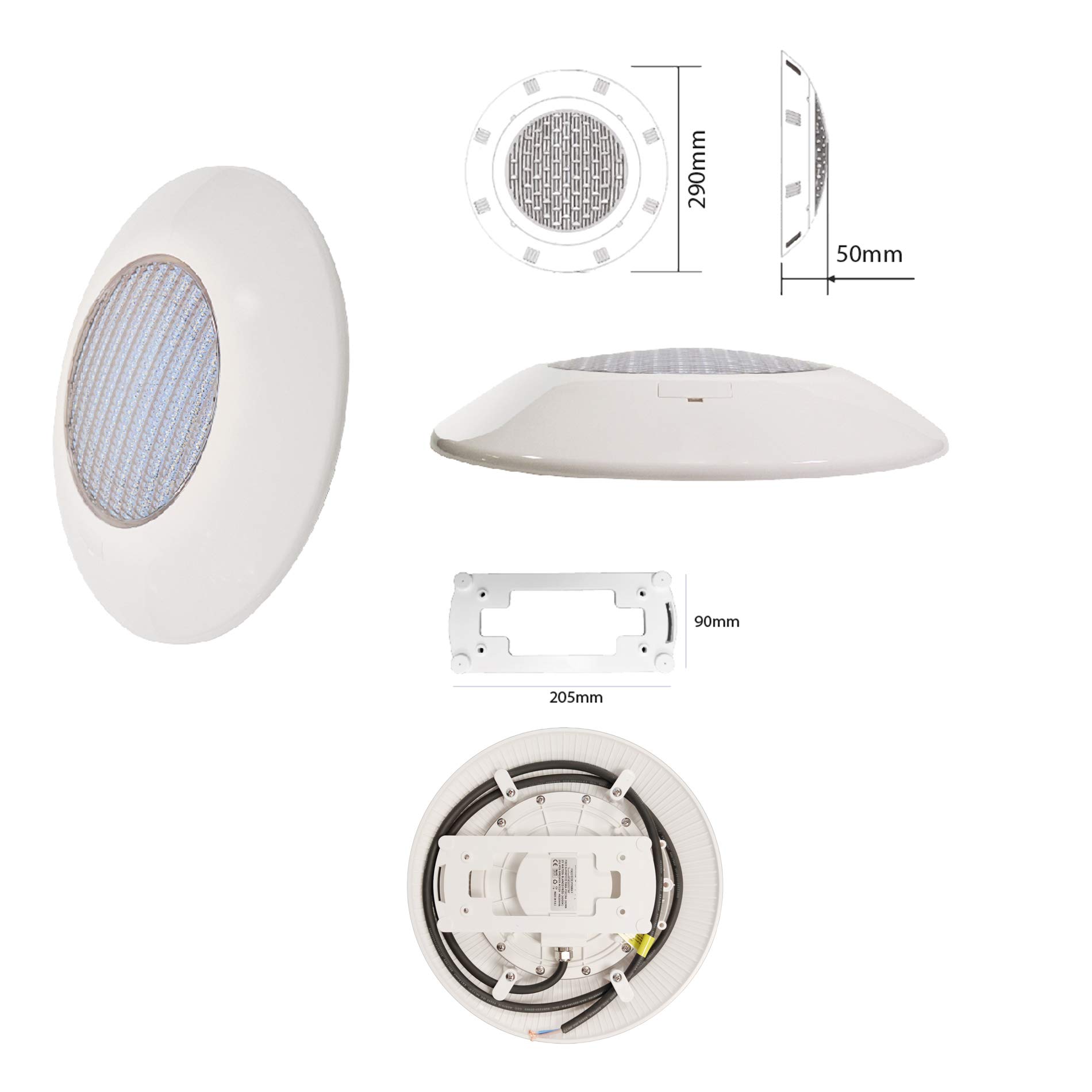 Foco de Piscina LED 25W Anclaje Superficie - Alta luminosidad 2250 lumens - Compatible Piscinas hormigón o Poliester - Compatible Piscinas Salinas - Luz Blanca fría 6000k