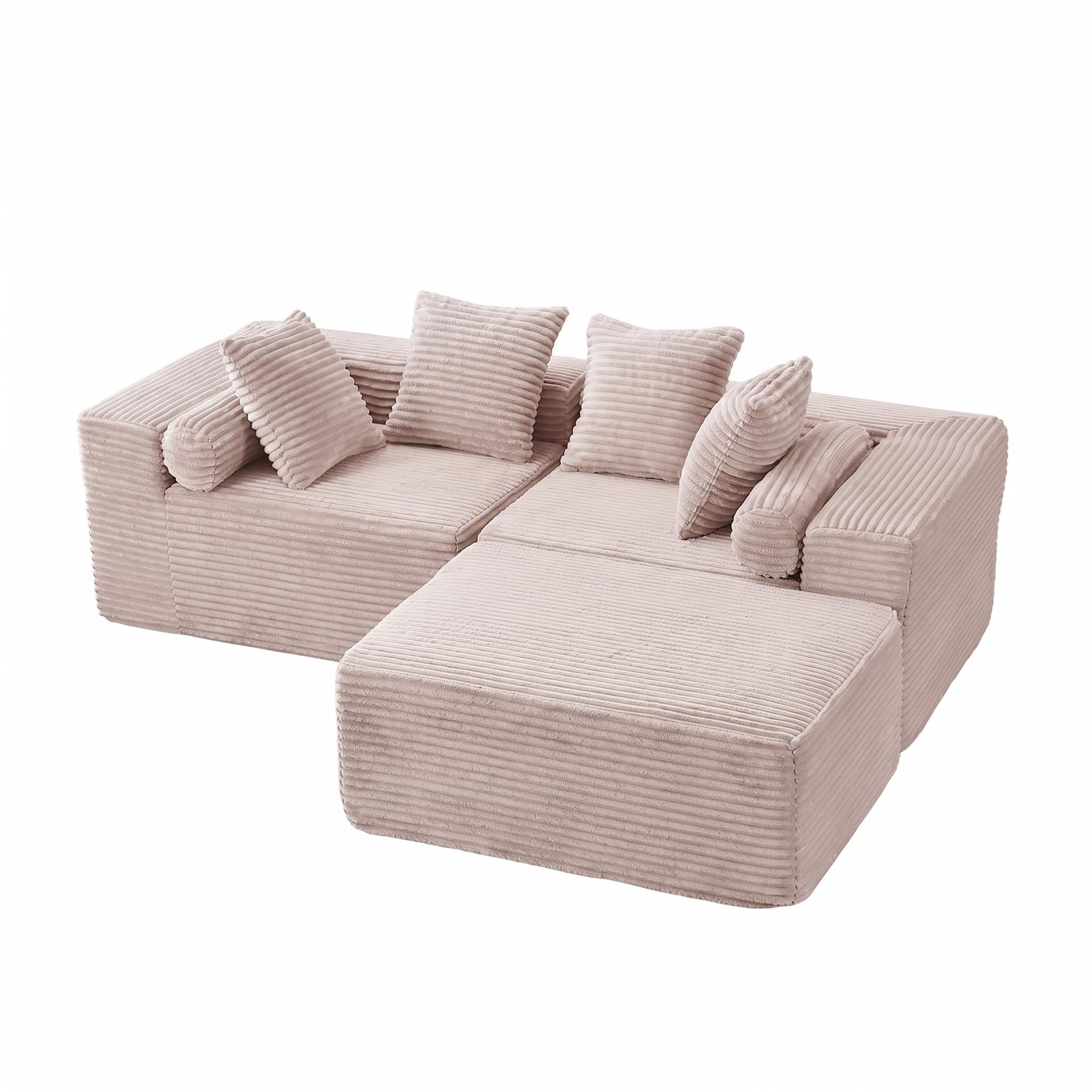 Canapé d'angle modulaire en forme de L, canapé avec chaise XXL, canapé-lit de salon, pas de montage, housse en chenille beige