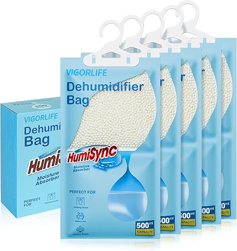 Deshumidificadores, absorbentes de humedad, paquete de 5, bolsas colgantes absorbentes de humedad para tu baño, armario, cocina, azul