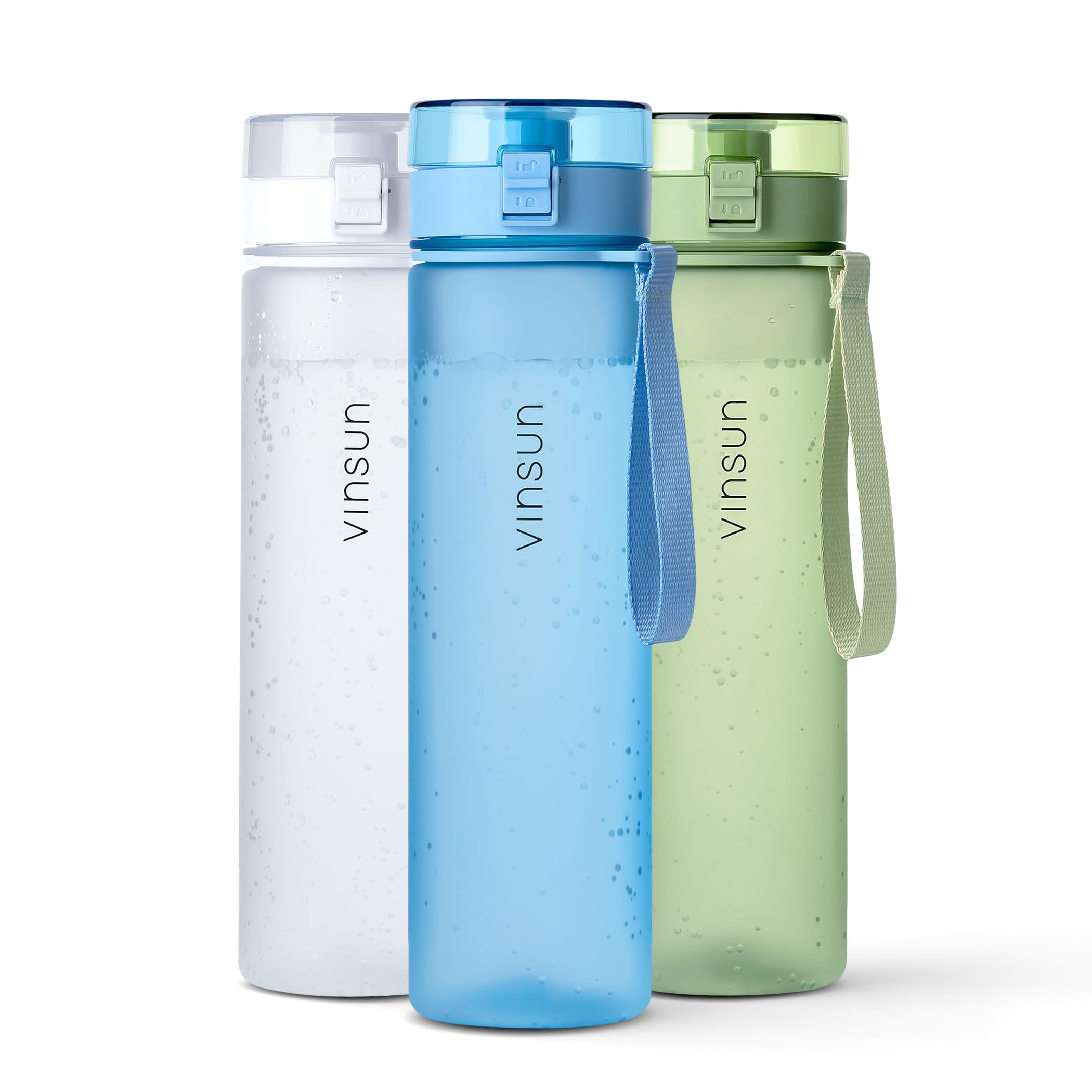 VINSUN Borraccia Sportiva 1 Litro - Tritan senza BPA, Prova di Perdite, Utilizzo con Una Mano - Bottiglia Acqua Leggera per Palestra, Scuola, Università, Ufficio